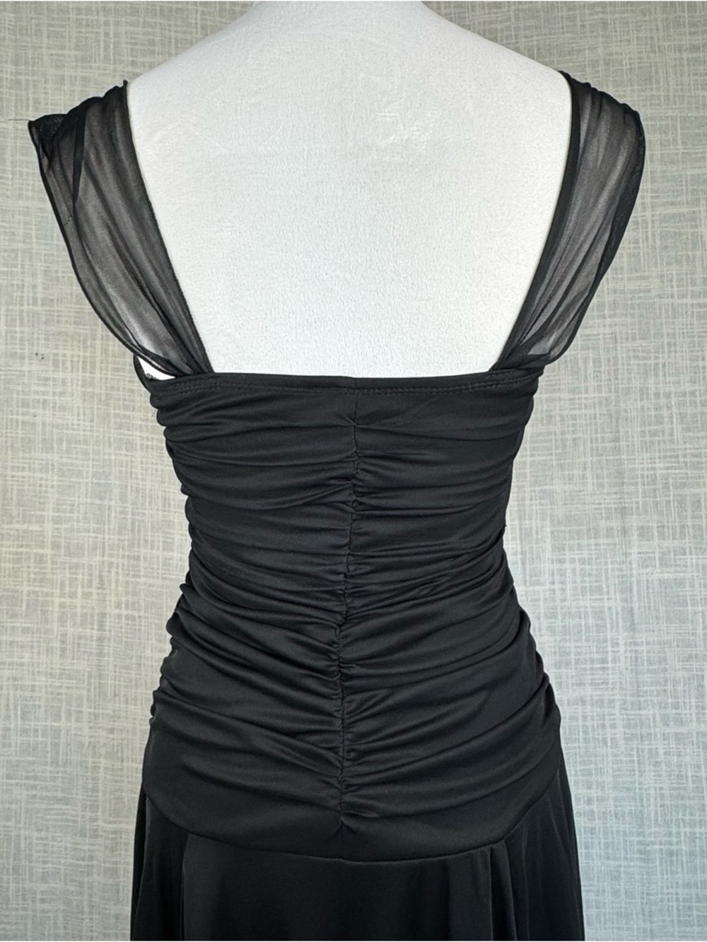 XOXO Black Ruched Midi Dress with Decorative Brooch - Picture 8 of 8